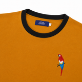Unisex Mustard T-shirt with Parrot Embroidery