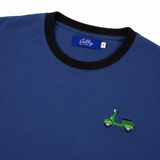 Unisex Blue Steel T-shirt with Vespa Embroidery