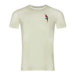 Unisex White Tee with Parrot Embroidery