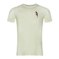 Unisex White Tee with Parrot Embroidery