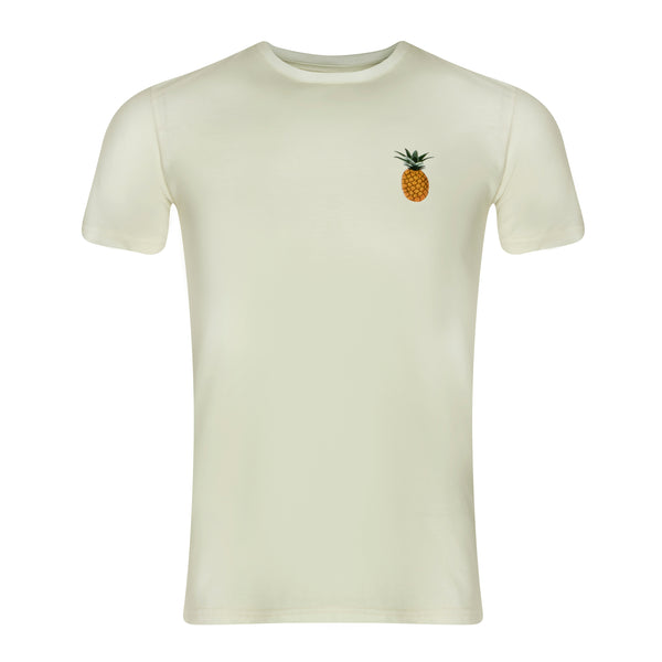 Unisex White T-Shirt with Pineapple Embroidery