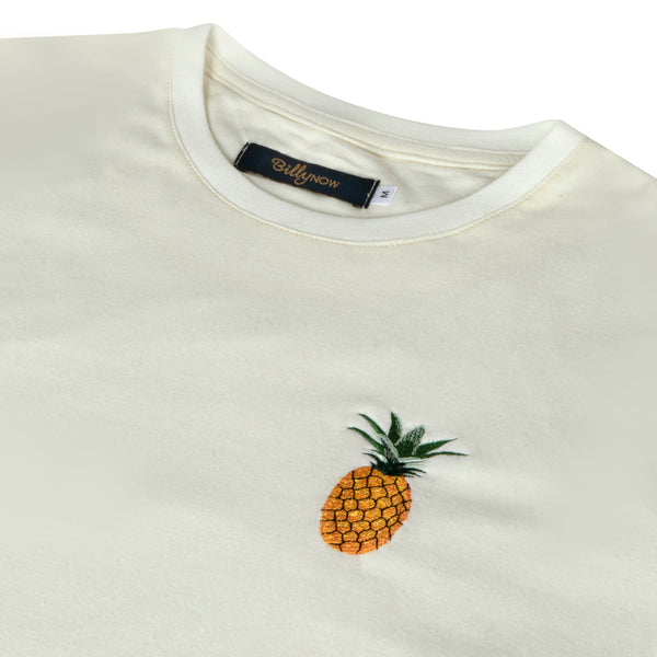 Unisex Off-white T-Shirt with Pineapple Embroidery