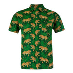 Men's Green Cuban Shirt in Leopard Print