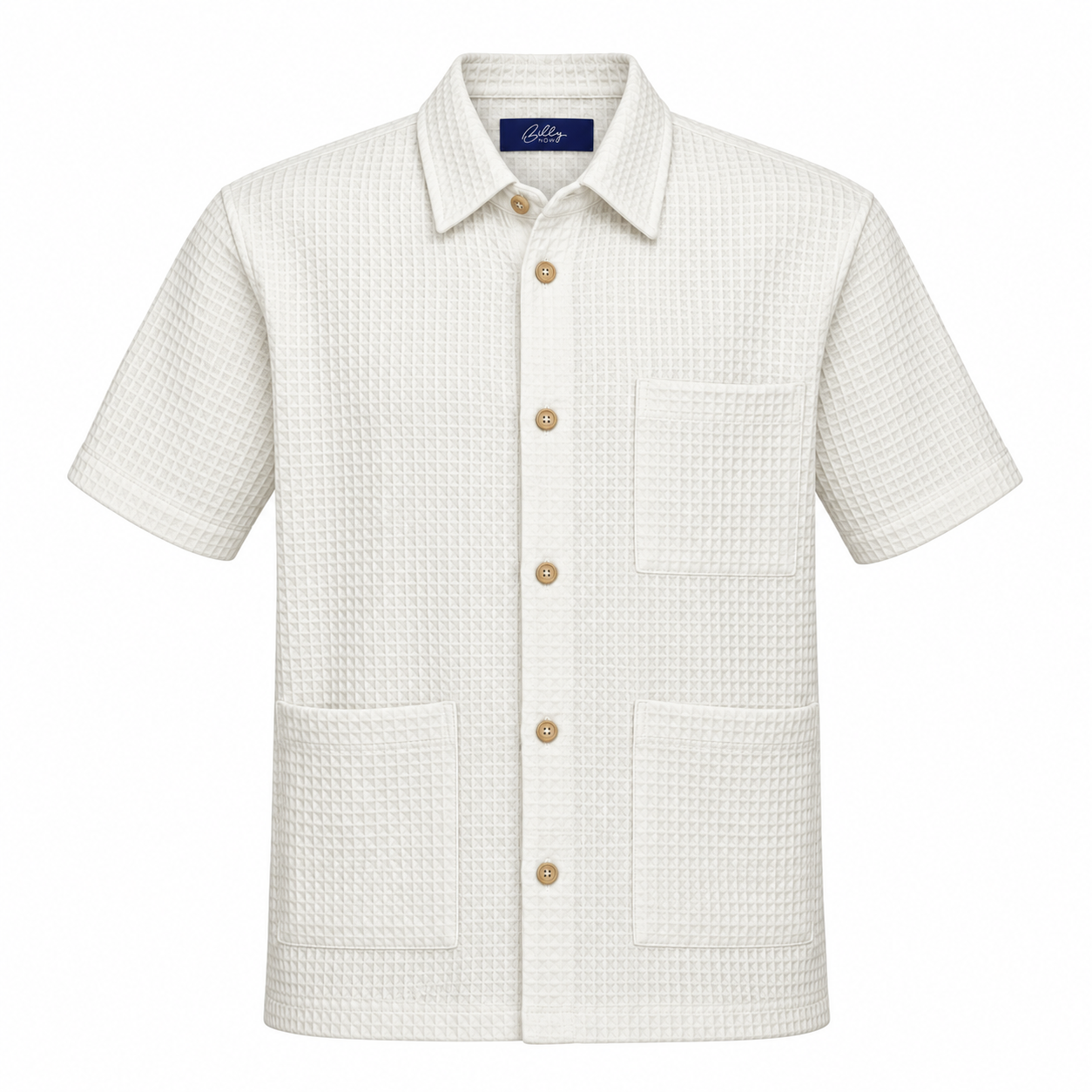 Men's Boxer Cream Waffle short sleeve boxer shirt