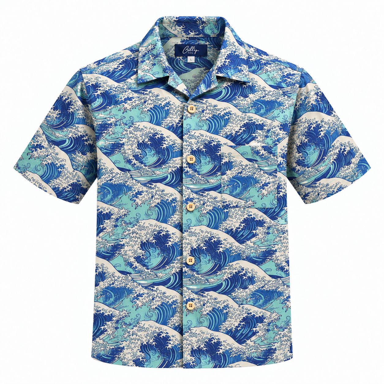 Men's Cuban Great Wave short sleeve Cuban shirt