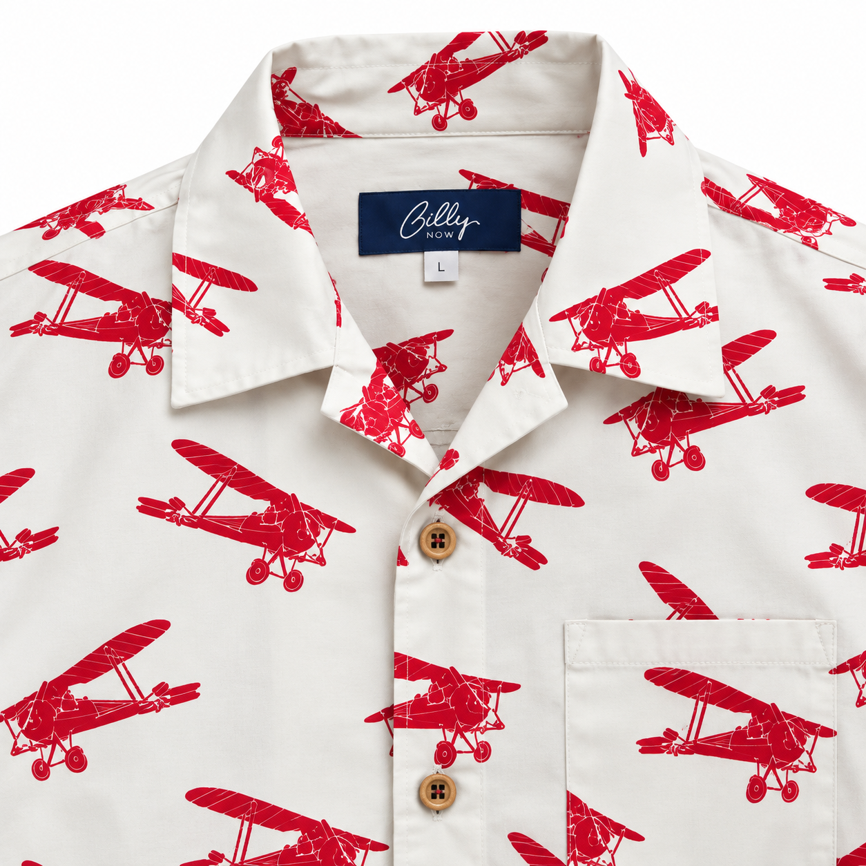 Men's Cuban Red Retro Aeroplane short sleeve Cuban shirt, photo 2